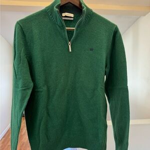Elegant Green Zip-Up Men's Sweater